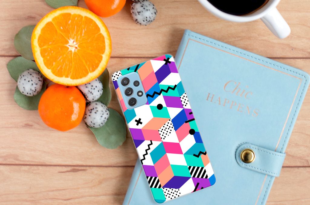 Samsung Galaxy A72 TPU Hoesje Blokken Kleurrijk B2C Telecom