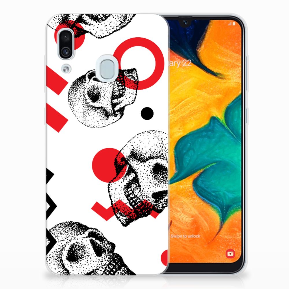 Silicone Back Case Samsung Galaxy A30 Skull Red