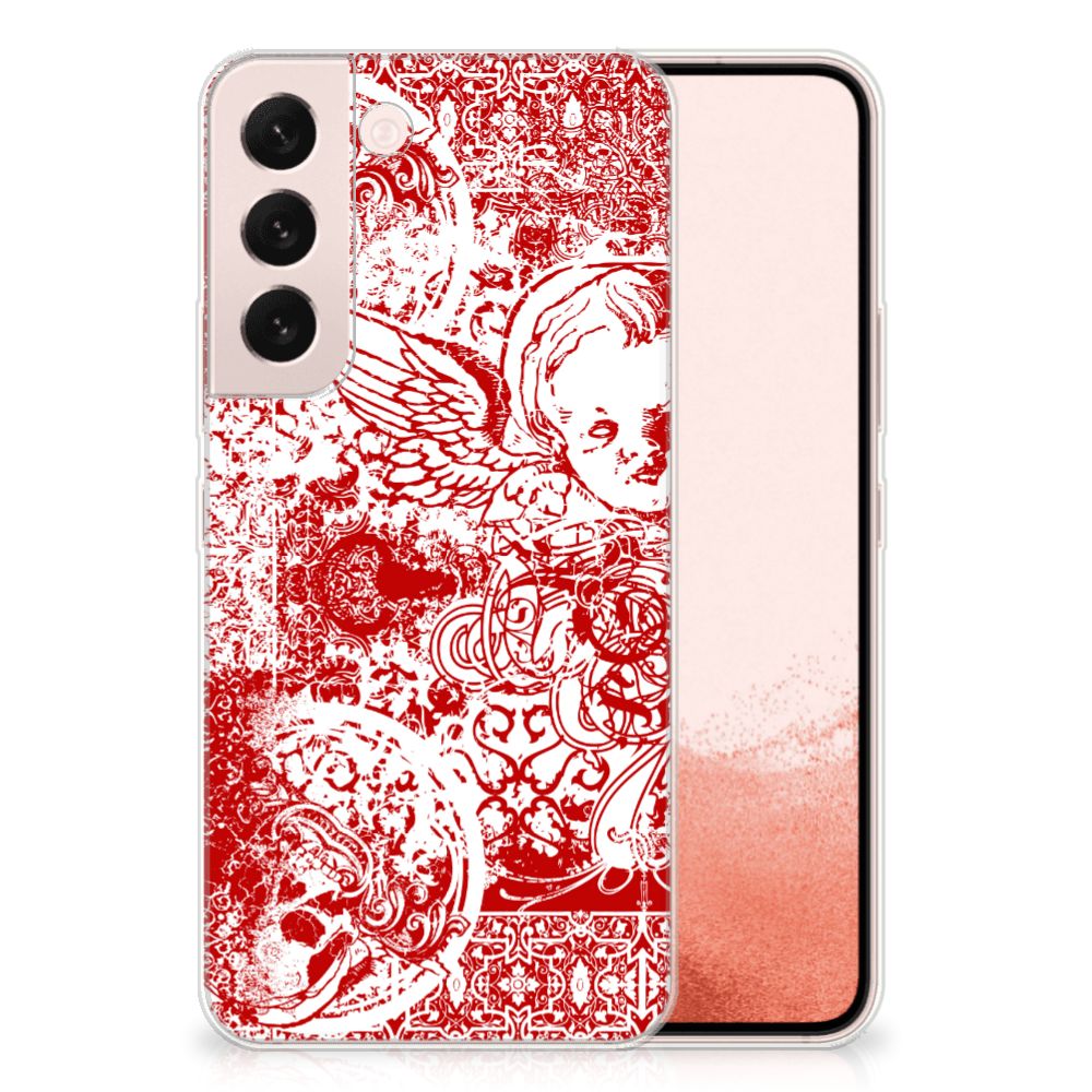 Silicone Back Case Samsung Galaxy S22 Angel Skull Rood