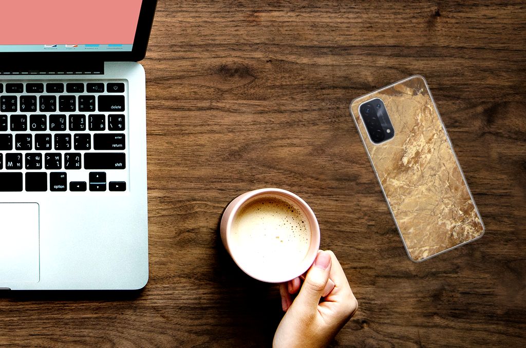 OPPO A93 5G TPU Siliconen Hoesje Marmer Creme B2C Telecom