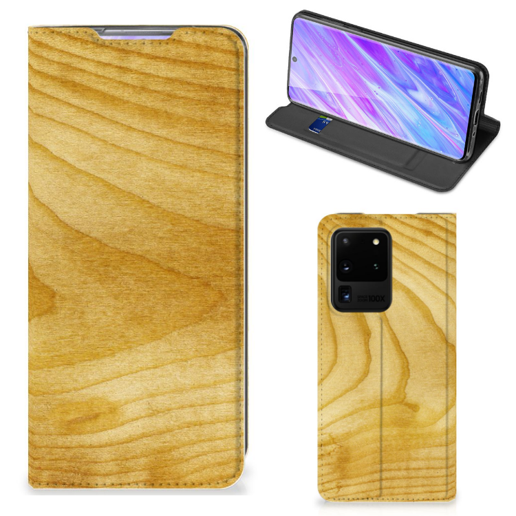 Samsung Galaxy S20 Ultra Book Wallet Case Licht Hout - B2C Telecom