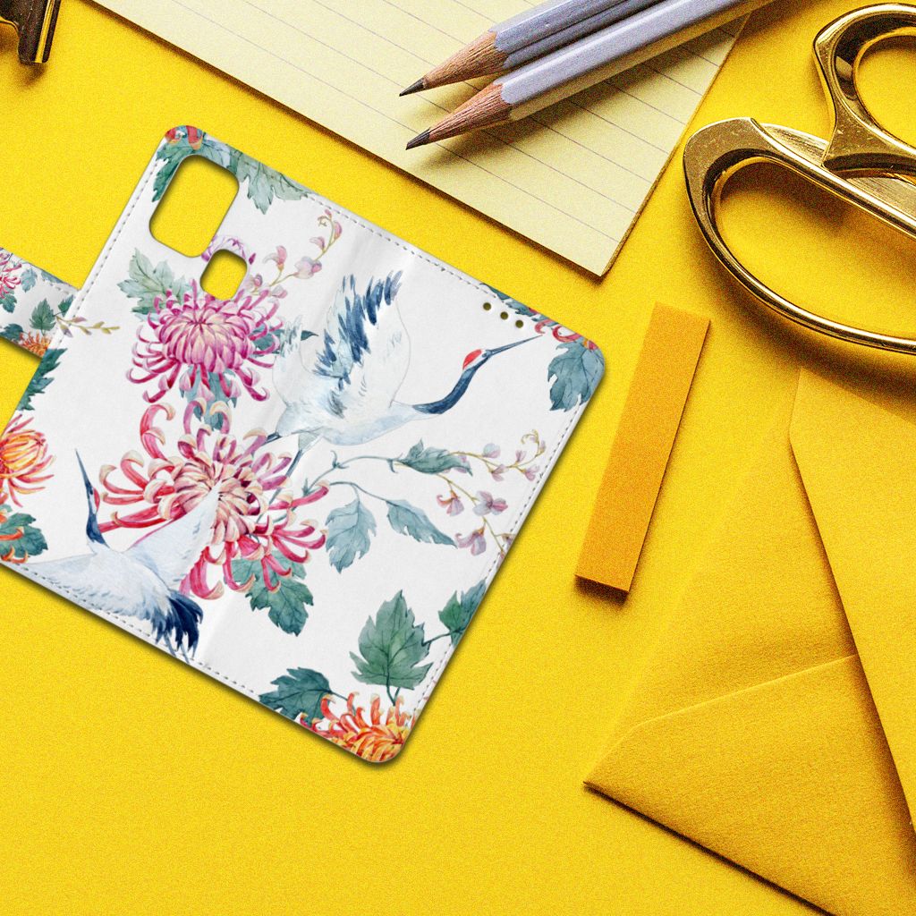 Samsung Galaxy M31 Telefoonhoesje met Pasjes Bird Flowers