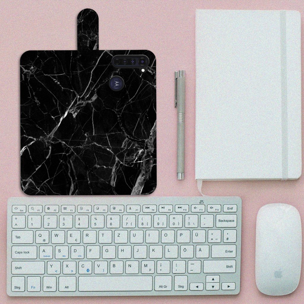Motorola Moto G Pro Bookcase Marmer Zwart - Origineel Cadeau Vader