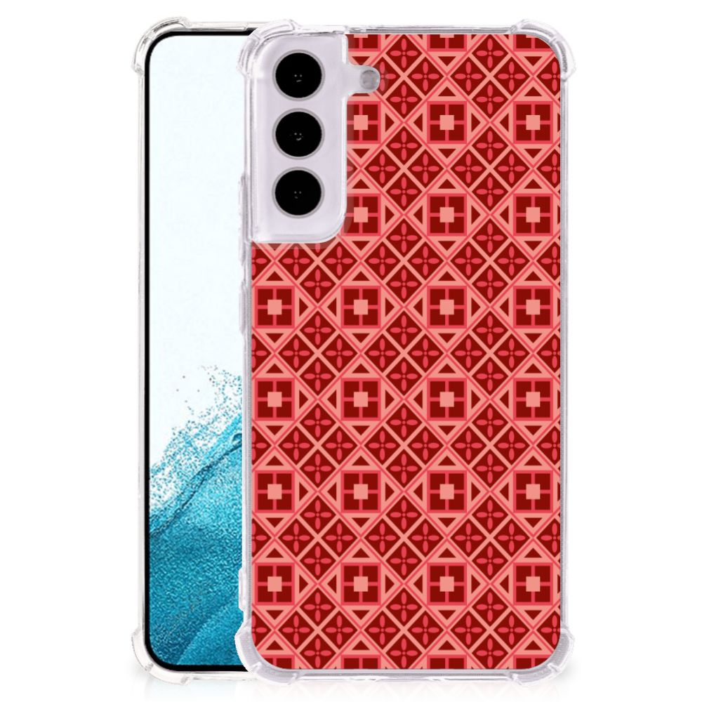 Samsung Galaxy S22 Doorzichtige Silicone Hoesje Batik Rood