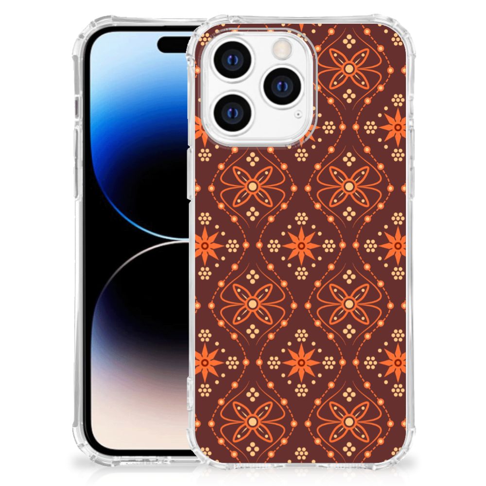 Apple iPhone 14 Pro Max Doorzichtige Silicone Hoesje Batik Brown