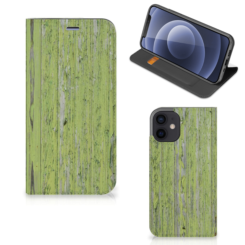 iPhone 12 Mini Book Wallet Case Green Wood - B2C Telecom