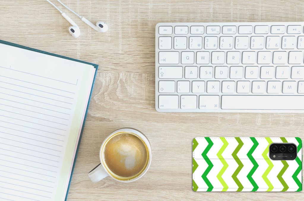 OPPO A54 5G | A74 5G | A93 5G Hoesje met Magneet Zigzag Groen - B2C Telecom