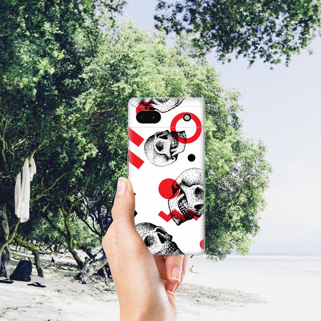 Silicone Back Case Google Pixel 6A Skull Red B2C Telecom