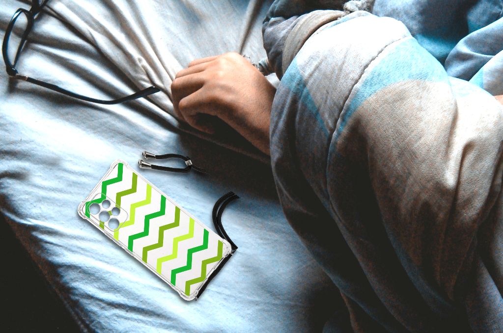 Samsung Galaxy A53 Doorzichtige Silicone Hoesje Zigzag Groen B2C Telecom