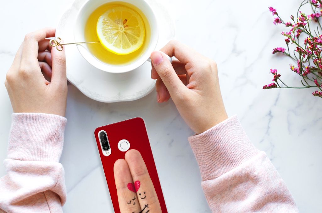 Huawei P30 Lite Silicone Back Cover Liefde - Origineel Romantisch Cadeau