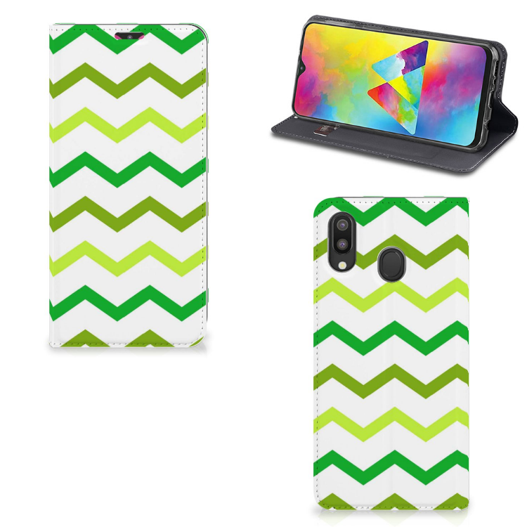 Samsung Galaxy M20 Hoesje met Magneet Zigzag Groen