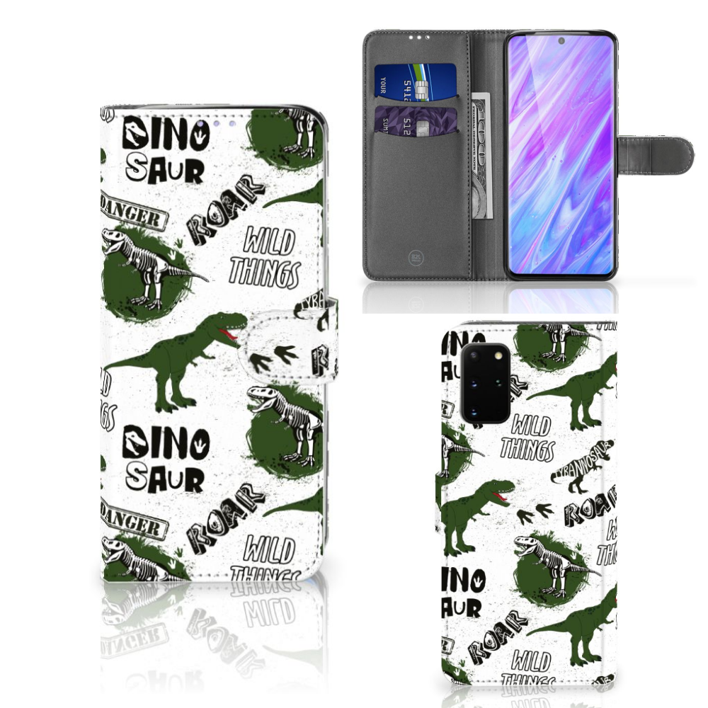 Telefoonhoesje met Pasjes voor Samsung Galaxy S20 Plus Dinosaurus