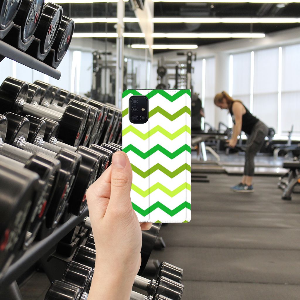 Samsung Galaxy A51 Hoesje met Magneet Zigzag Groen - B2C Telecom