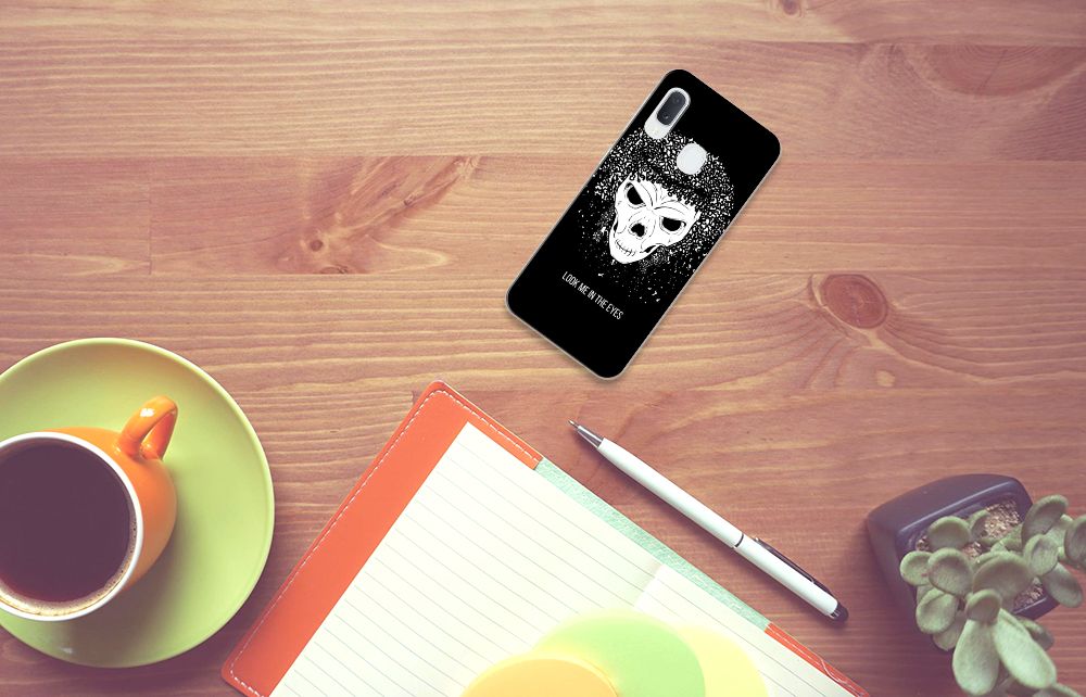 Silicone Back Case Samsung Galaxy A20e Skull Hair