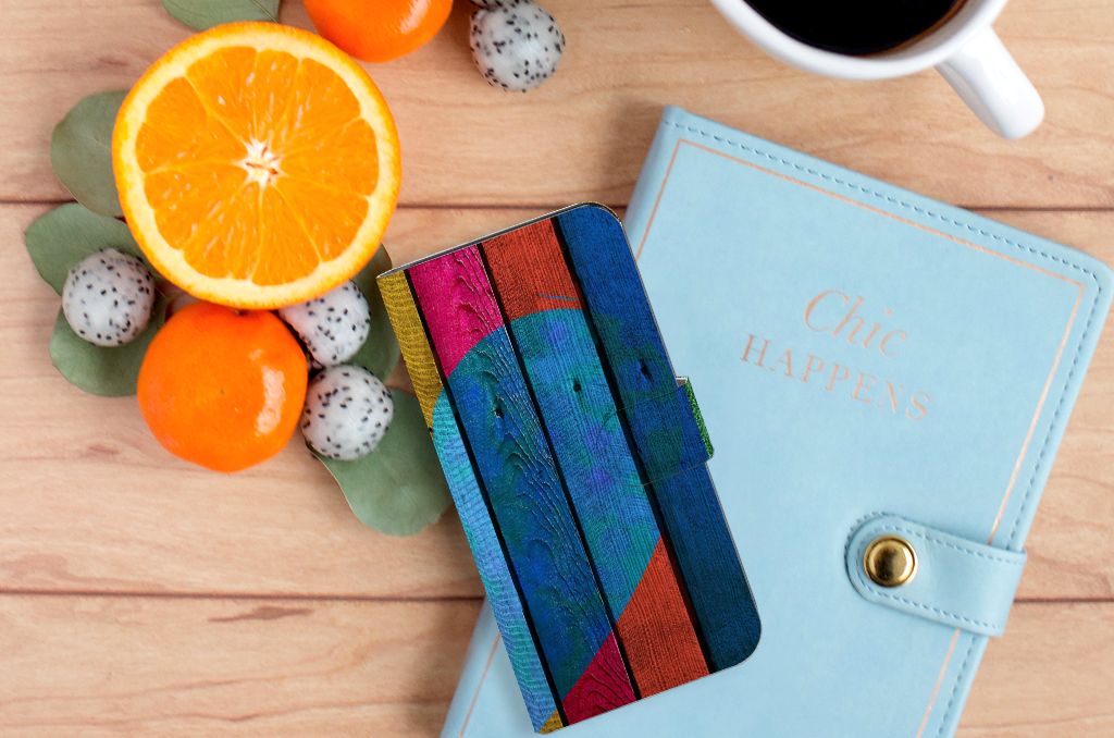 Nokia C2 2nd Edition Book Style Case Wood Heart - Cadeau voor je Vriend