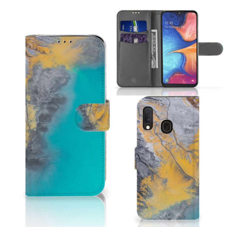 Samsung Galaxy A20e Bookcase Marble Blue Gold