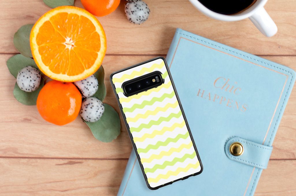 Samsung Galaxy S10+ Bumper Case Waves Yellow
