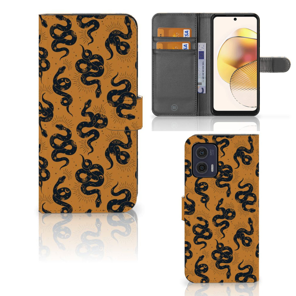 Telefoonhoesje met Pasjes voor Motorola Moto G73 Snakes