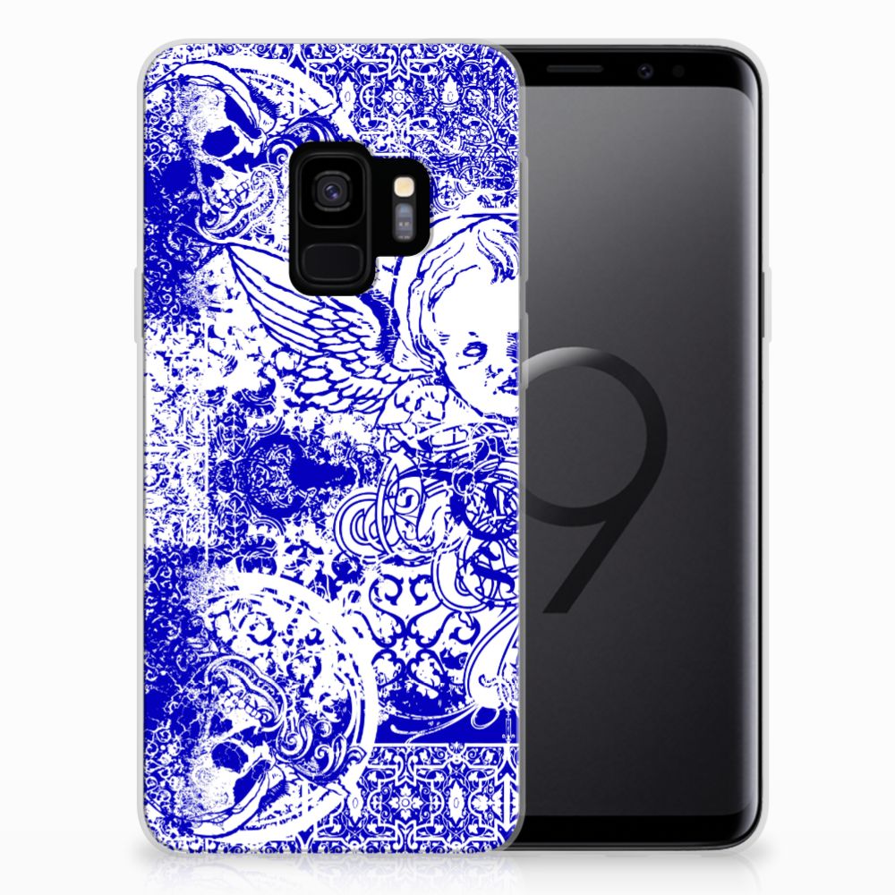 Silicone Back Case Samsung Galaxy S9 Angel Skull Blauw