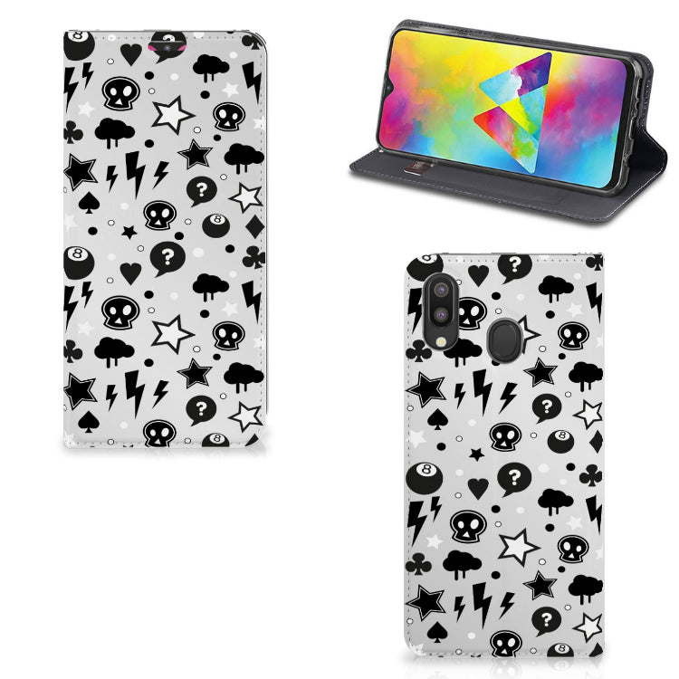 Mobiel BookCase Samsung Galaxy M20 Silver Punk
