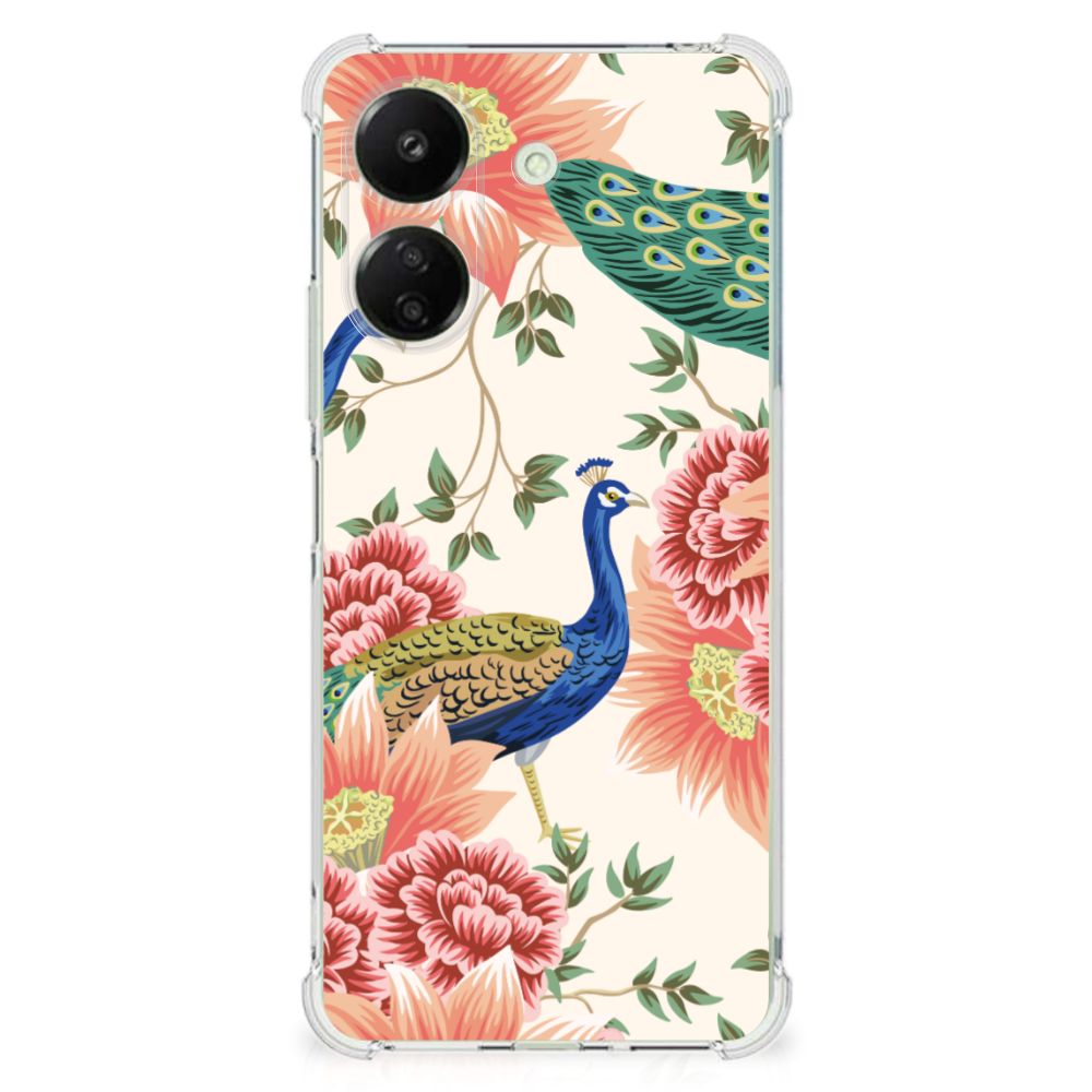 Case Anti-shock voor Xiaomi Redmi 13C 4G Pink Peacock