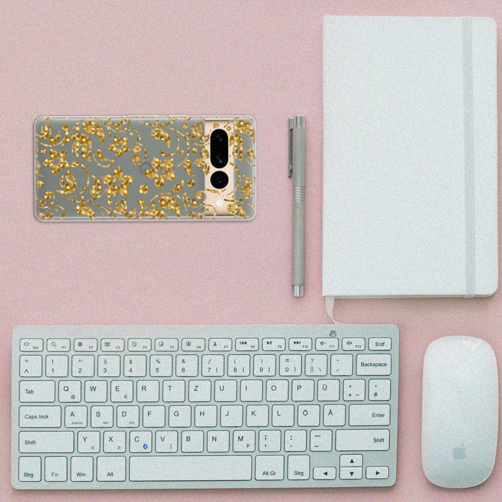 Google Pixel 7 Pro TPU Case Gouden Bloemen B2C Telecom