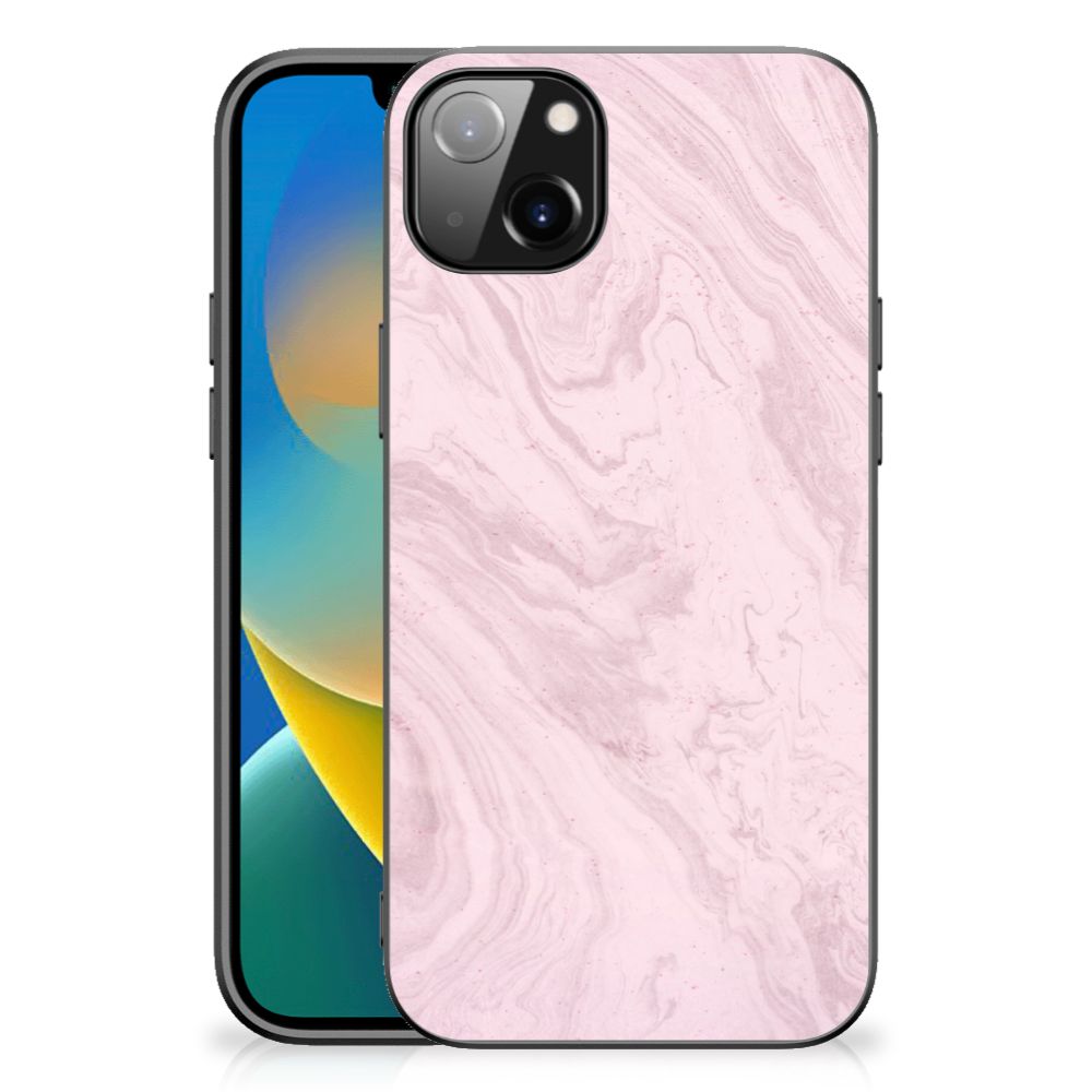 iPhone 14 Plus Marmeren Print Telefoonhoesje Marble Pink - Origineel Cadeau Vriendin