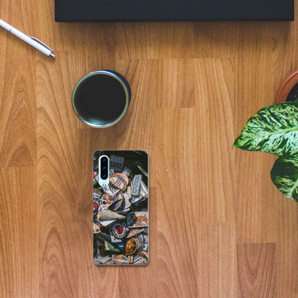 Huawei P30 Siliconen Hoesje met foto Badges