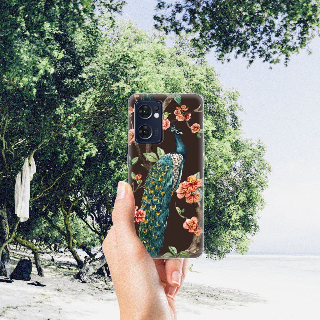 OPPO Reno 7 5G | Find X5 Lite TPU Hoesje Pauw met Bloemen