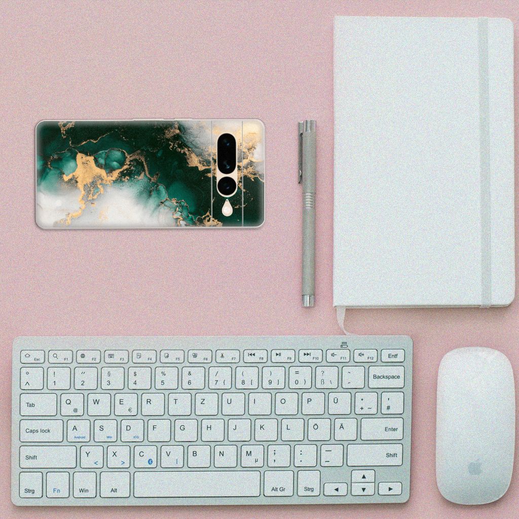 TPU Siliconen Hoesje voor Google Pixel 7 Pro Marmer Groen B2C Telecom