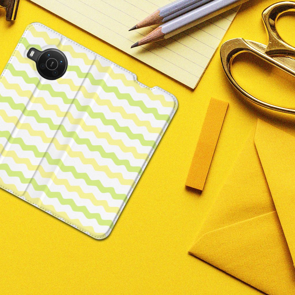 Nokia X20 | X10 Hoesje met Magneet Waves Yellow - B2C Telecom