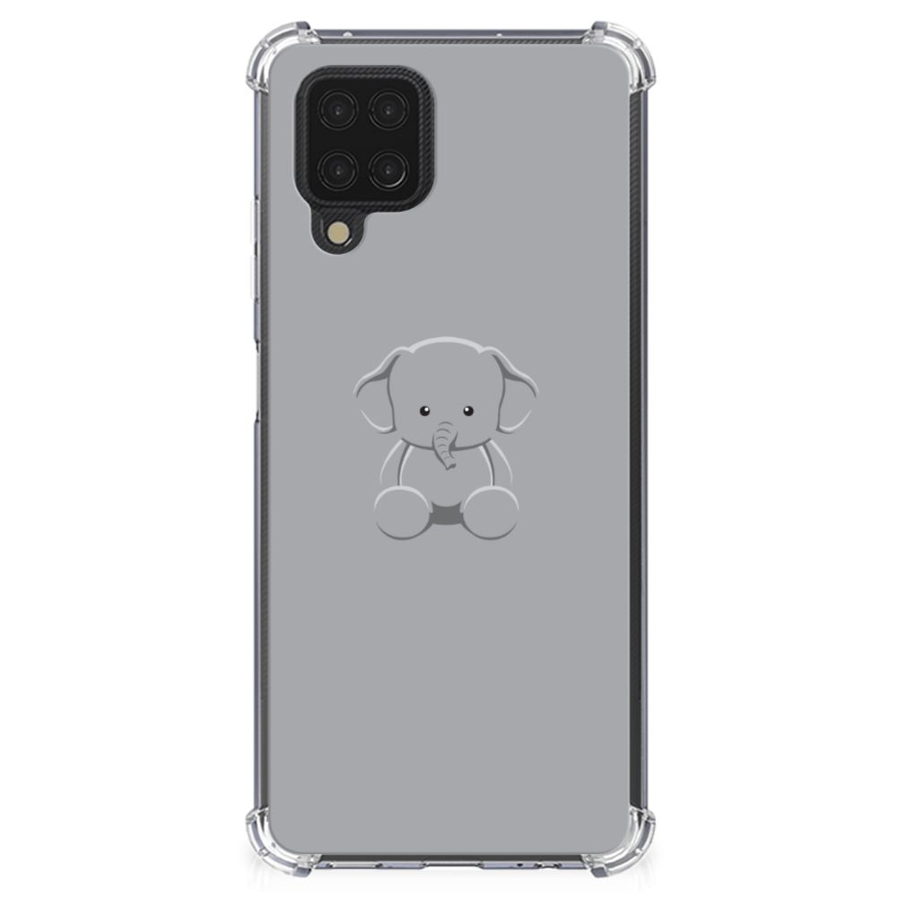 Samsung Galaxy A12 Stevig Bumper Hoesje Grijs Baby Olifant