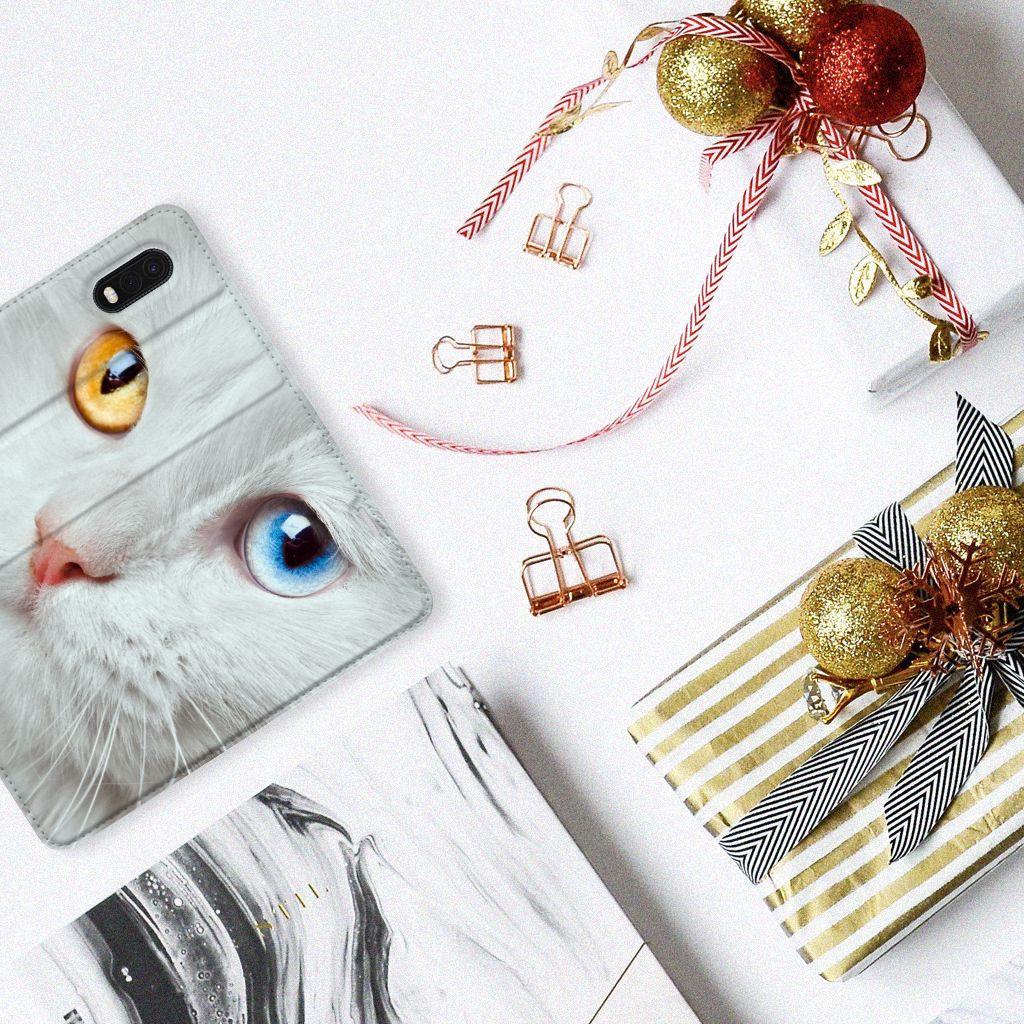 Samsung Xcover Pro Hoesje maken Witte Kat - B2C Telecom