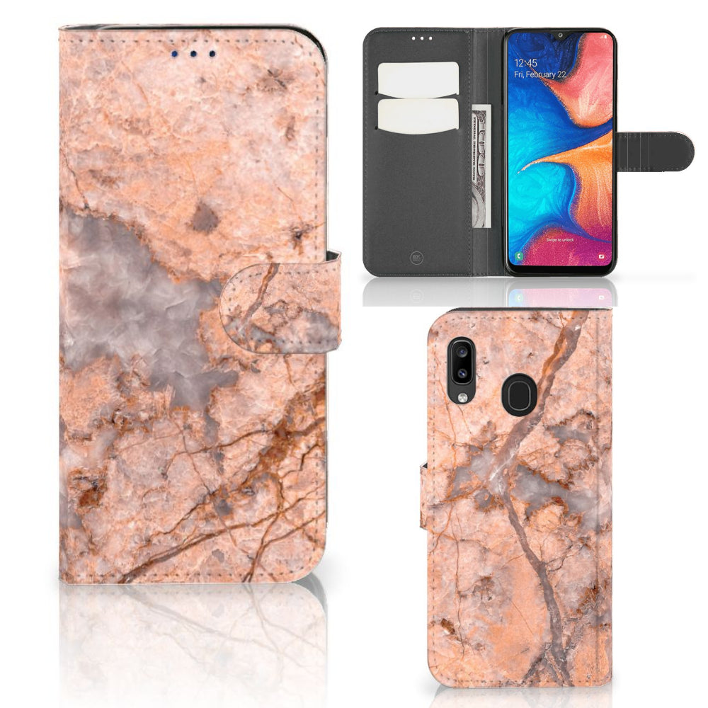 Samsung Galaxy A30 Bookcase Marmer Oranje