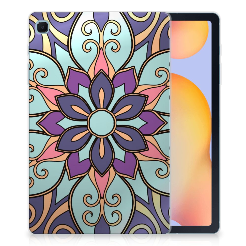 Samsung Galaxy Tab S6 Lite | S6 Lite (2022) Siliconen Hoesje Purple Flower - B2C Telecom