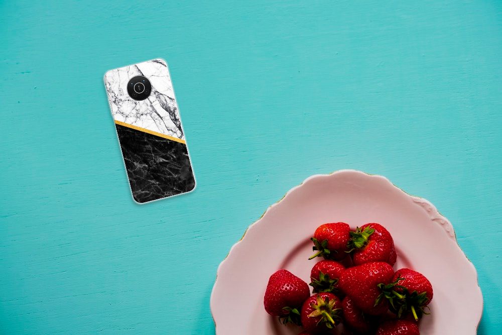 Nokia X10 | X20 TPU Siliconen Hoesje Marmer Wit Zwart - Origineel Cadeau Man B2C Telecom