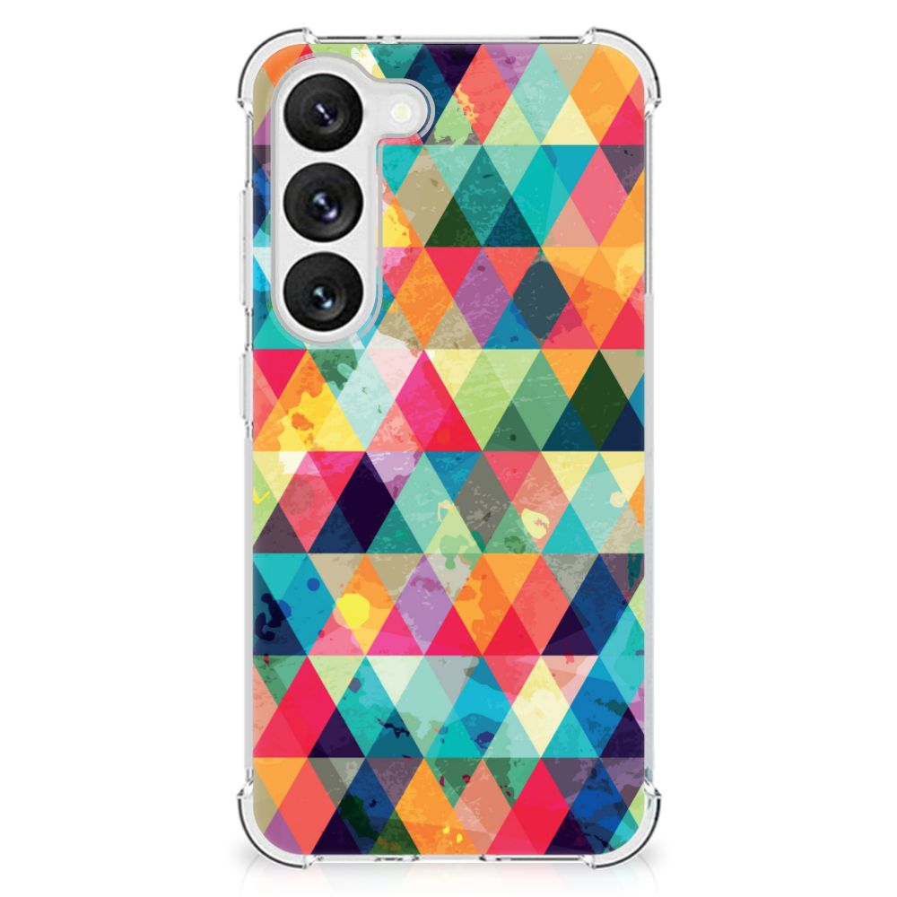 Samsung Galaxy S23 Doorzichtige Silicone Hoesje Geruit B2C Telecom