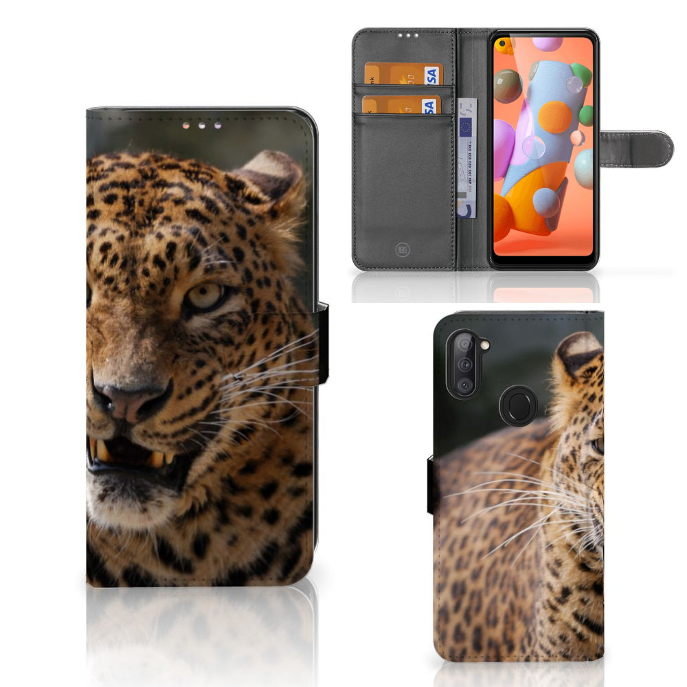 Samsung Galaxy M11 | A11 Telefoonhoesje met Pasjes Luipaard