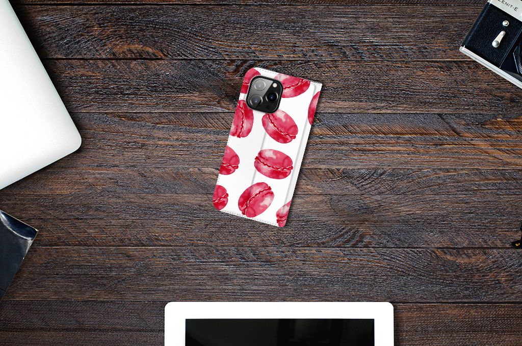 iPhone 14 Pro Max Flip Style Cover Pink Macarons