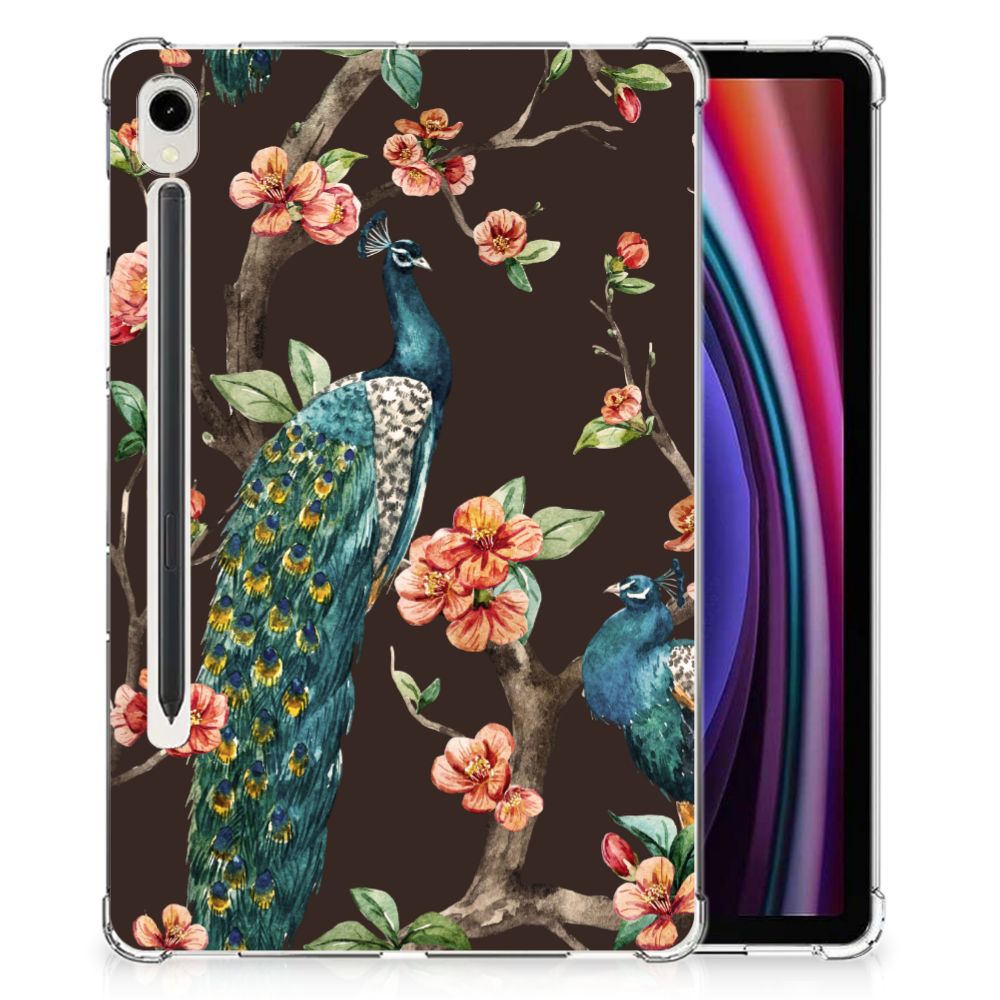 Samsung Galaxy Tab S9 Back Case Pauw met Bloemen