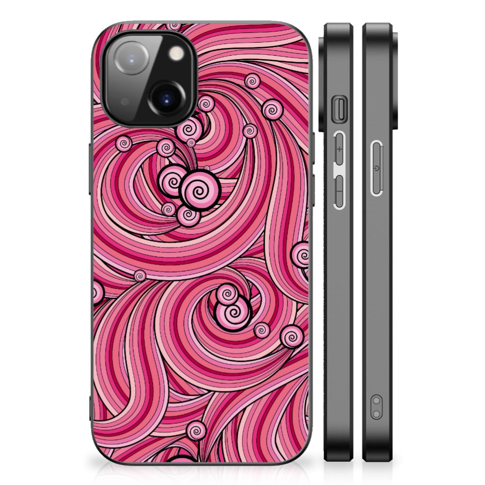 Apple iPhone 13/14 Leuk Telefoonhoesje Swirl Pink