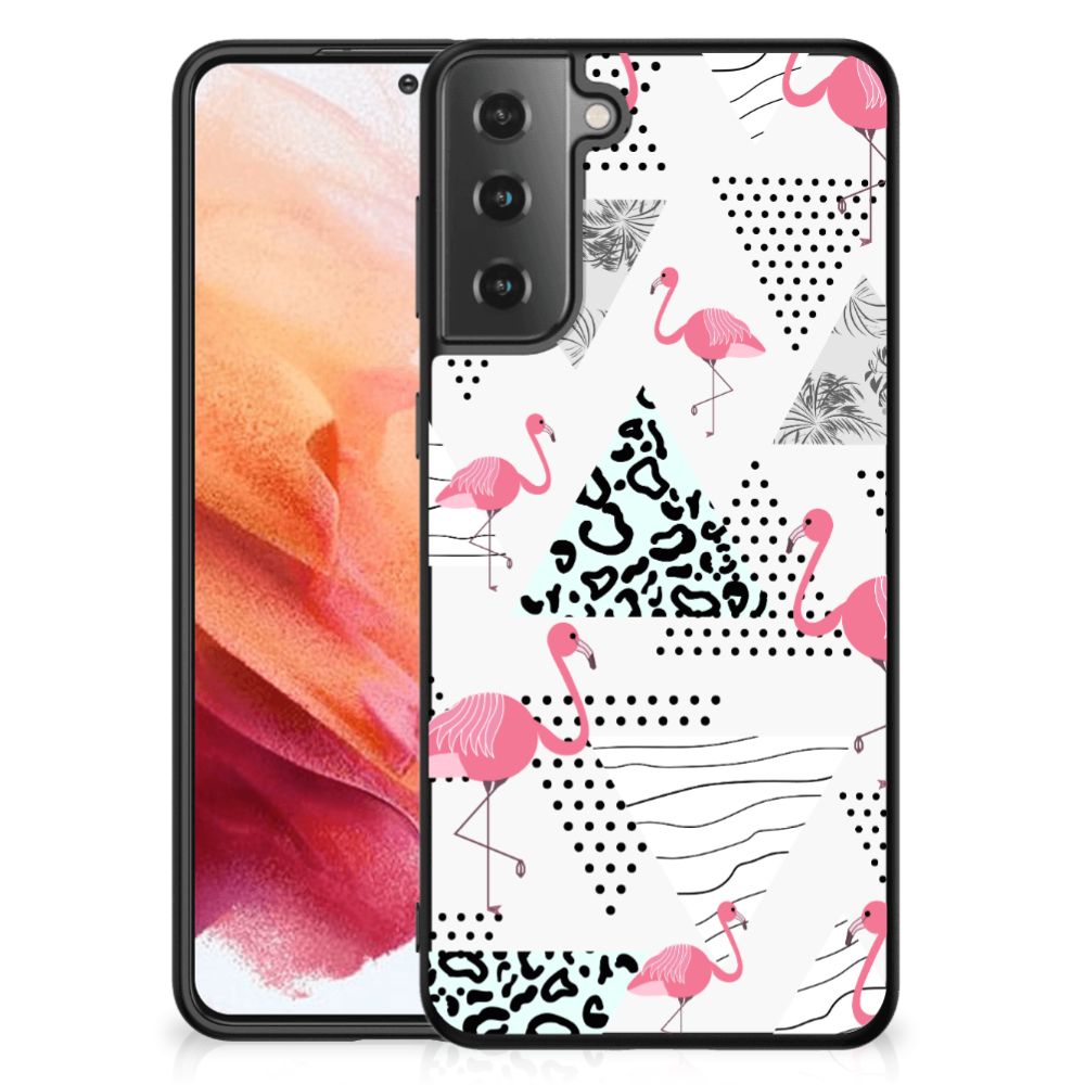 Samsung Galaxy S21 Dierenprint Telefoonhoesje Flamingo Triangle