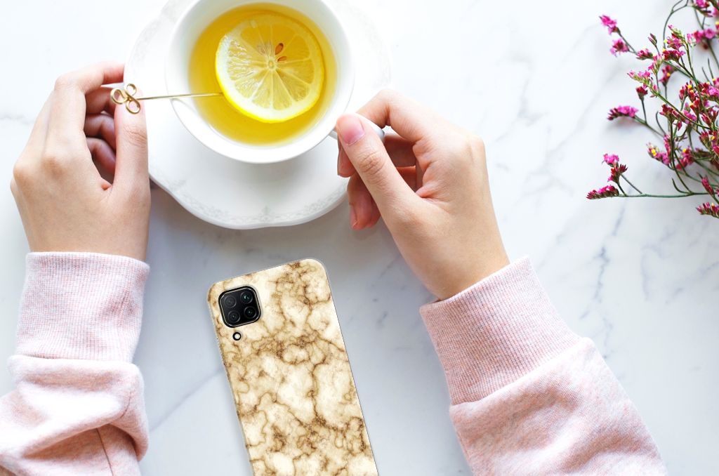 Huawei P40 Lite TPU Siliconen Hoesje Marmer Goud B2C Telecom