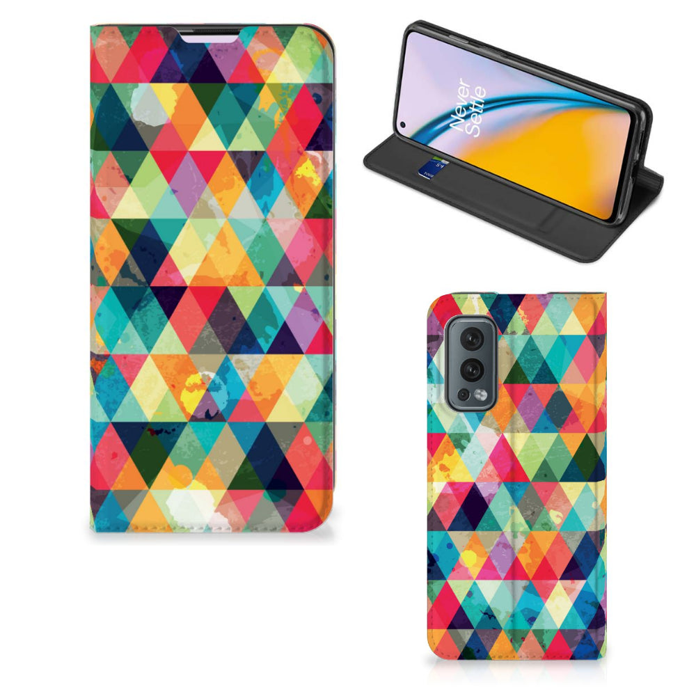 OnePlus Nord 2 5G Hoesje met Magneet Geruit