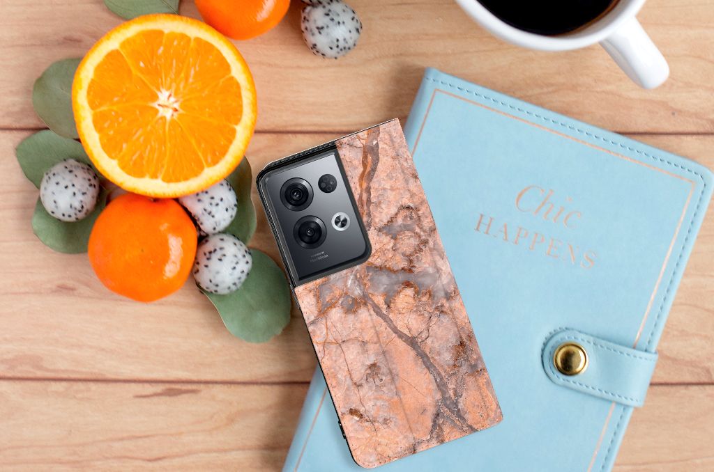 OPPO Reno8 Pro Standcase Marmer Oranje - B2C Telecom
