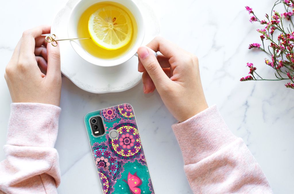 Nokia C21 Plus Hoesje maken Cirkels en Vlinders B2C Telecom