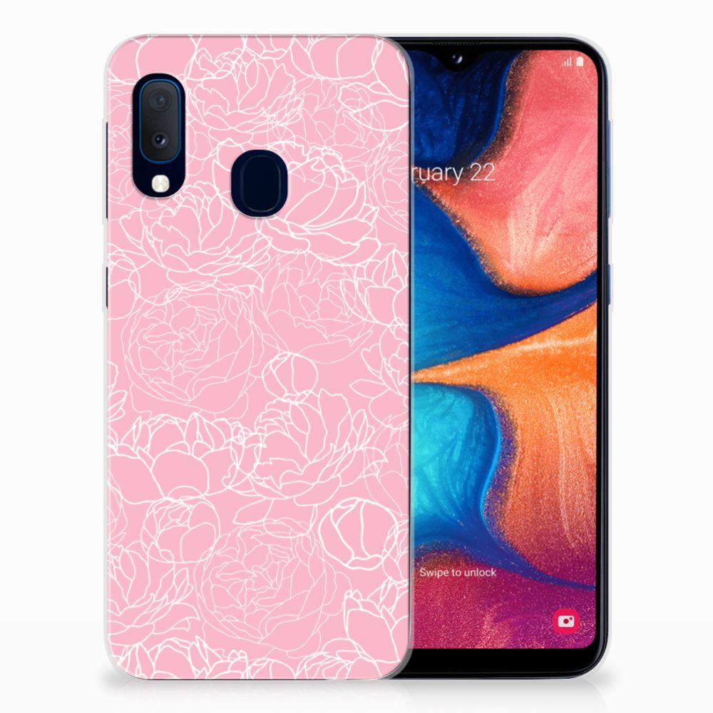 Samsung Galaxy A20e TPU Case White Flowers