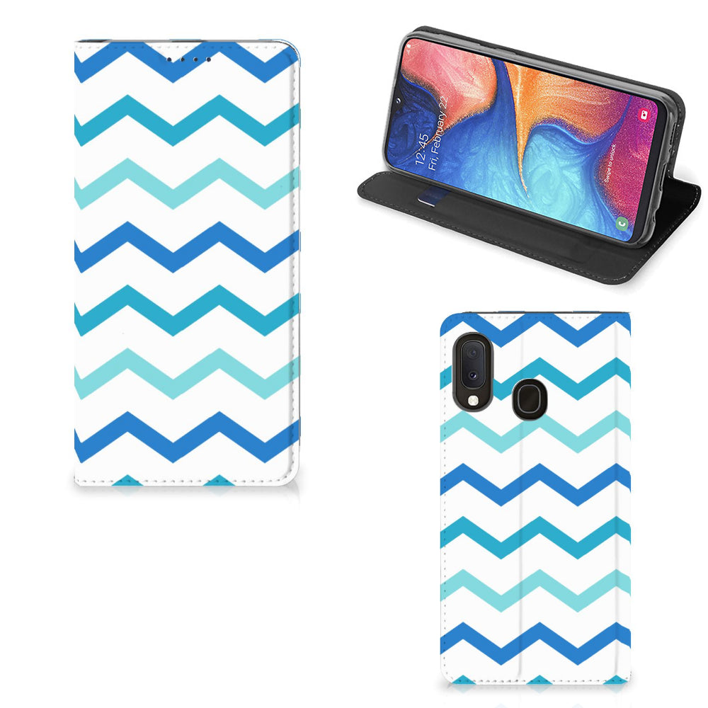 Samsung Galaxy A20e Hoesje met Magneet Zigzag Blauw
