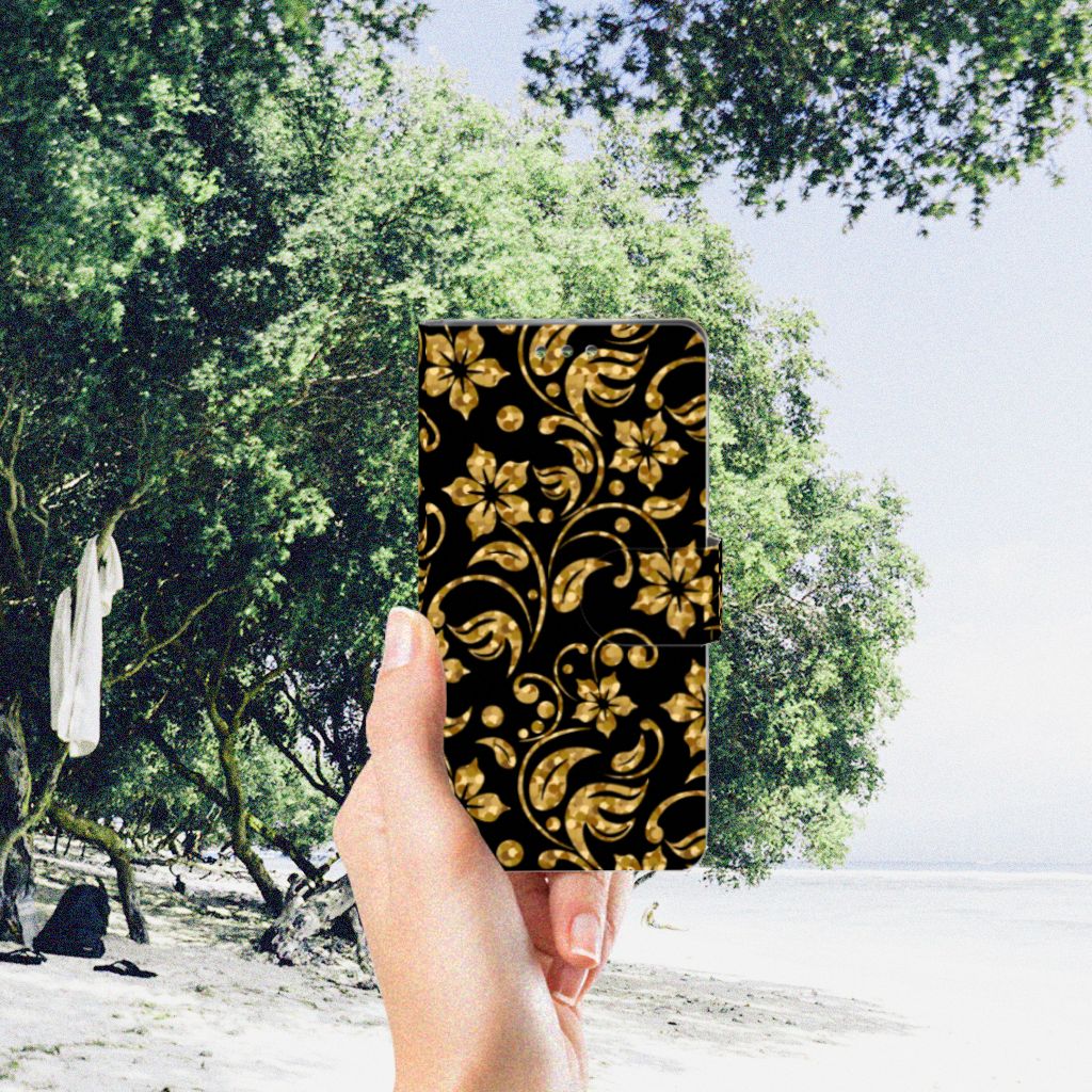 Sony Xperia XZ1 Hoesje Gouden Bloemen