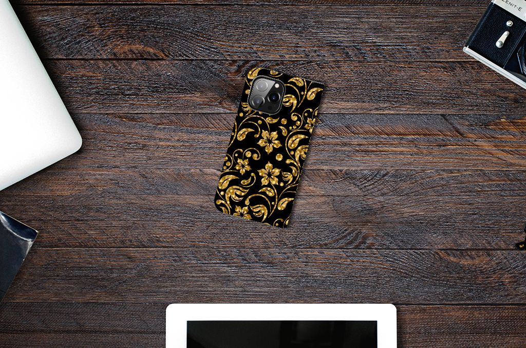 iPhone 14 Pro Max Smart Cover Gouden Bloemen - B2C Telecom